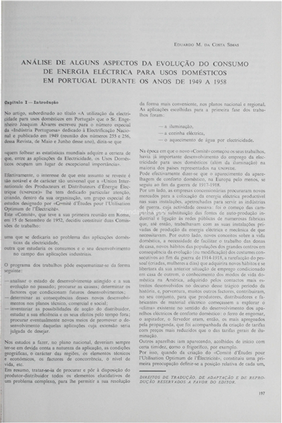 Análise de alguns aspectos da evolução do consumo de energia eléctrica para usos domésticos em Portugal...1949 a 1958_Eduardo M. da Costa Simas_Electricidade_Nº014_Abr-Jun_1960_197-208.pdf