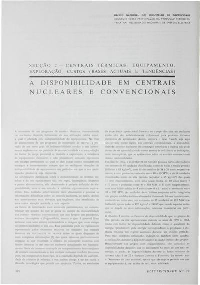 Secção 2 - Centrais Térmicas...A disponibilidade em Centrais Nucleares e convencionais_Electricidade_Nº032_out-dez_1964_534-537.pdf