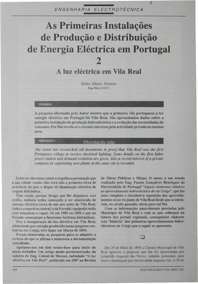 Engenharia electrotécnica-as primeiras inst. de prod. e dist. de energia eléctrica em Port._I. M. Simões_Electricidade_Nº288_abr_1992_124-132.pdf