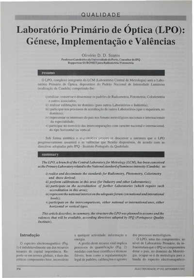 Qualidade-laboratório primário de óptica (LPO) - génese, implementação e valências_O. D.D. Soares_Electricidade_Nº292_set_1992_316-324.pdf