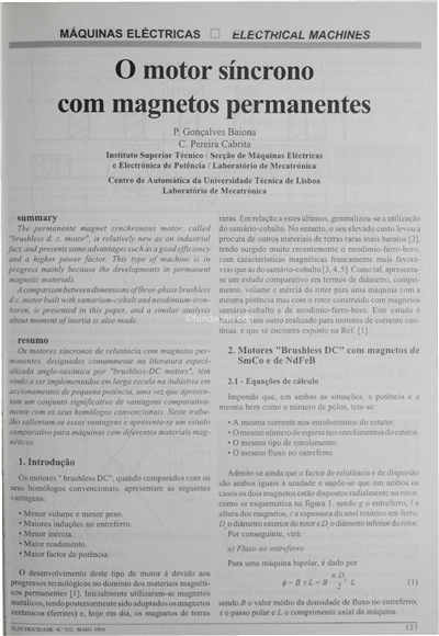 Máquinas eléctricas - O motor síncrono  com magnetos transparentes_P. G. Baiona_Electricidade_Nº322_mai_1995_127-129.pdf