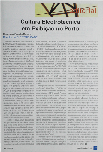 Editorial - Cultura electrotécnica em exibição no Porto_Hermínio Duarte Ramos_Electricidade_Nº386_Março_2001_59.pdf