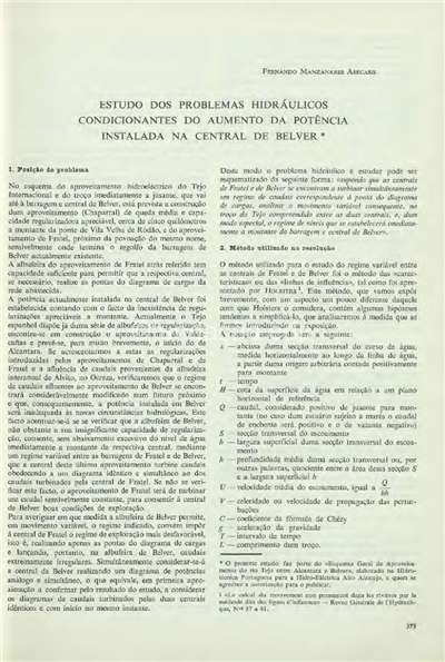 Estudo dos problemas hidráulicos condicionantes do aumento da potência instalada na Central de Belver_Fernando Manzanares .pdf