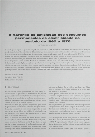 A garantia de satisfação dos consumos permanentes de electricidade no período de 1967 a 1970 (1ªparte)_Ricardo da Cruz Filipe_Electricidade_Nº045_jan-fev_1967_9-22.pdf