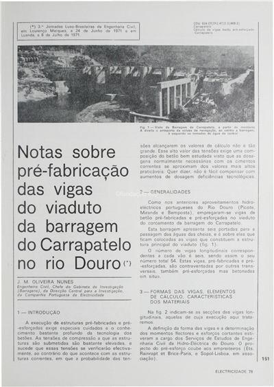 Notas sobre a prefabricação das vigas do viaduto da barragem do Carrapatelo no rio Douro_J. M. Oliveira Nunes_Electricidade_Nº078_abr_1972_151-160.pdf
