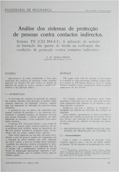 Análise dos sistemas de protecção das pessoas contra contactos indirectos. O sistema TT (CEI 364-3-1)_L. M. Vilela Pinto_Electricidade_Nº161_mar_1981_111-116.pdf