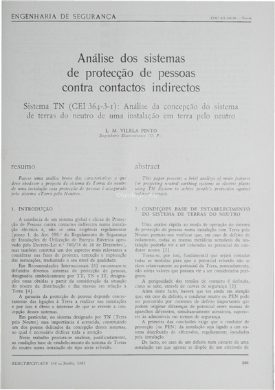 Análise dos sistemas de protecção das pessoas contra contactos indirectos-sistema TT (CEI 364-3-1)_L. M. Vilela Pinto_Electricidade_Nº164_jun_1981_265-267.pdf
