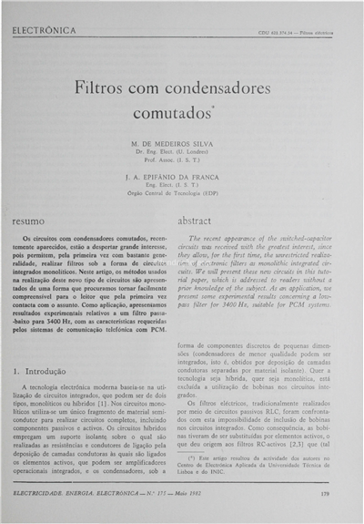 Filtros com condensadores comutados_M. de Mendeiros Silva_Electricidade_Nº175_mai_1982_179-191.pdf