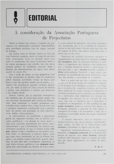À consideração da Associação Portuguesa de Projectistas(Editorial)_Ferreira do Amaral_Electricidade_Nº188_jun_1983_241.pdf