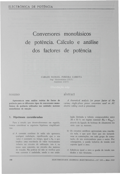 Conversores monofásicos de potência-cálculo e análise dos factores de potêcnia_C. M. P. Cabrita_Electricidade_Nº199_mai_1984_198-204.pdf
