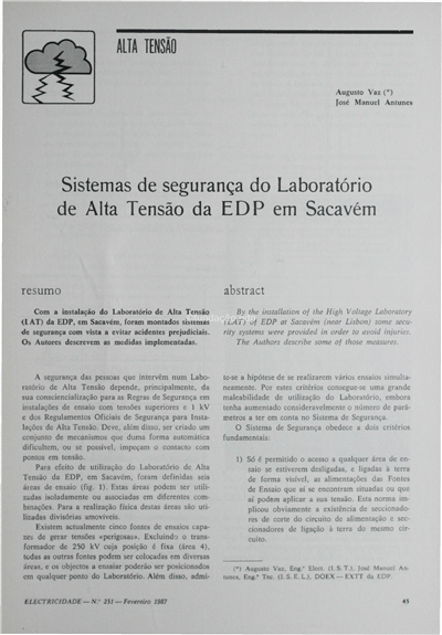 Alta tensão-sist. de seg. do Lab. de Alta tensão da EDP em Sacavém_Augusto Vaz_Electricidade_Nº231_fev_1987_45-48.pdf