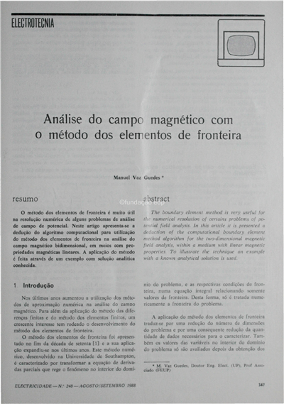 Electrotecnia-analise do campo magnético com o método dos elementos de fronteira_M. V. Guedes_Electricidade_Nº248_ago-set_1988_347-352.pdf