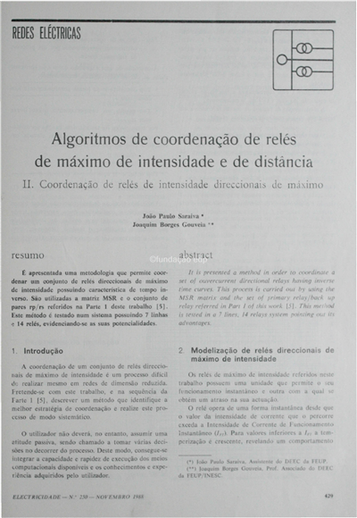 Redes eléctricas-algoritmos de coordenação de relés de máximo de intensidade e de distância_J. P. Saraiva_Electricidade_Nº250_nov_1988_429-434.pdf