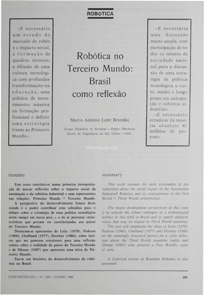 Robótica-robótica no terceiro mundo-Brasil como reflexão_M. A. L. Brandão_Electricidade_Nº268_jun_1990_209-216.pdf