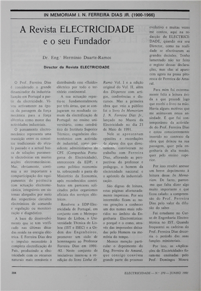 Inmemoria J.N.Ferreira Dias JR-revista electricidade e o seu fundador_H. Duarte Ramos_Electricidade_Nº278_mai_1991_204-206.pdf