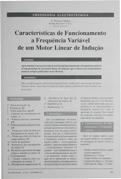 Engenharia electrotécnica-características de funcionamento a frequência variável de um motor linear de indução_C. P. Cabrita_Electricidade_Nº284_dez_1991_427-431.pdf