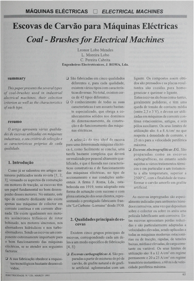 Máquinas Eléctricas - Escovas de carvão para máquinas eléctricas_L.L. Mendes_Electricidade_Nº320_mar_1995_63-68.pdf