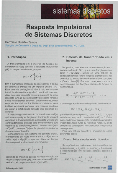 Resposta impulsional de Sistemas Discretosl_Hermínio Duarte Ramos_Electricidade_Nº389_jul-ago_2001_159-164.pdf