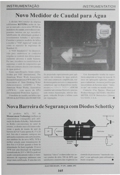 Instrumentação-novo medidor de cuadal para água-nova bar. seg. diodos schottky_M. Vaz Guedes_Electricidade_Nº299_abr_1993_165-166.pdf