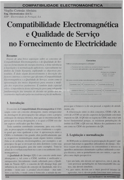 Compatibilidade electromagnetica - Compatibilidade electromagnética e qualidade de serviço no fornecimento de electricidade_V. C. Abelaira_Electricidade_Nº349_nov_1997_324-330.pdf