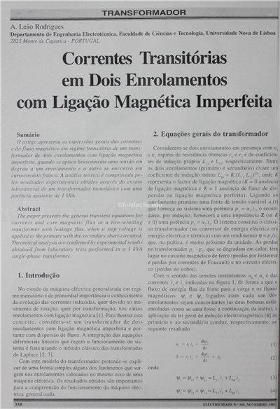 Transformador-Correntes transitórias em dois enrolamentos com ligação magnética imperfeita_A. Leão Rodrigues_Electricidade_Nº350_dez_1997_350-354.pdf
